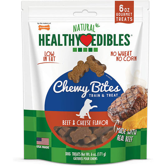 Nylabone Healthy Edibles Chewy Bites Dog Training Treats Beef Cheese; 1ea-6 oz